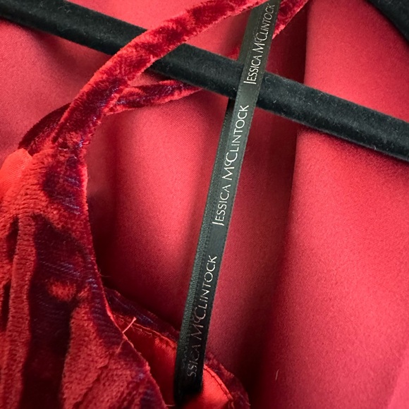 Jessica McClintock x Cache 90’s Vintage Crushed Velvet Satin Skirt Dress Size 10 - Picture 13 of 15